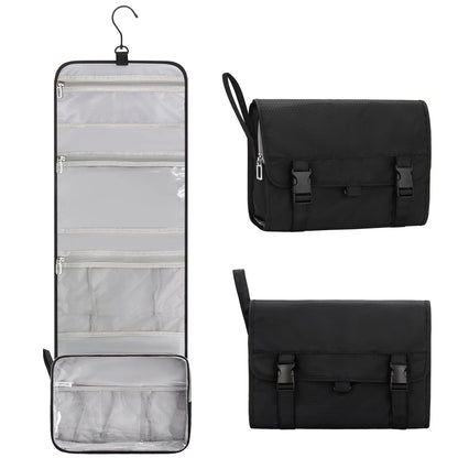 Relavel Travel Hanging Toiletry Bag for Men Women Kit Large, 01 Black