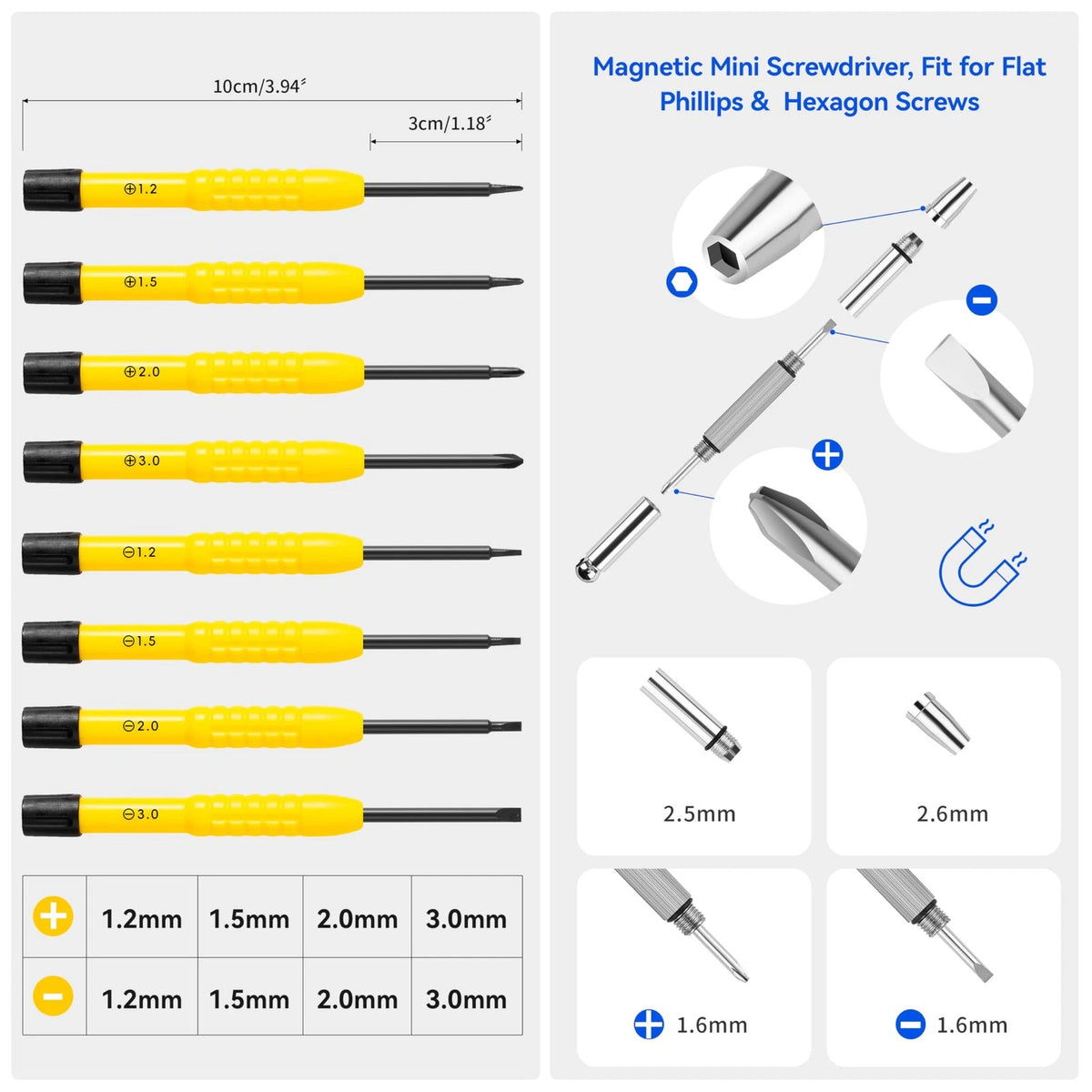 Upgraded All-in-One Magnetic Eyeglass Repair Tool Kit with Screws, Blue