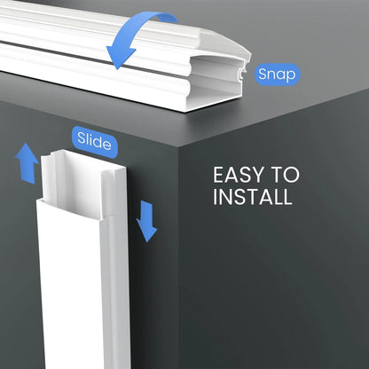 EVEO Cable Hider - One Cord 300” Cover Wall Small, White
