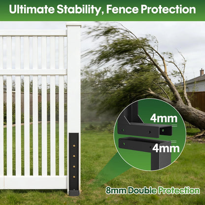 Fence Post Repair Kit 1 Pack, 8mm Double-Layer 29.67"H x 1.8"W, black