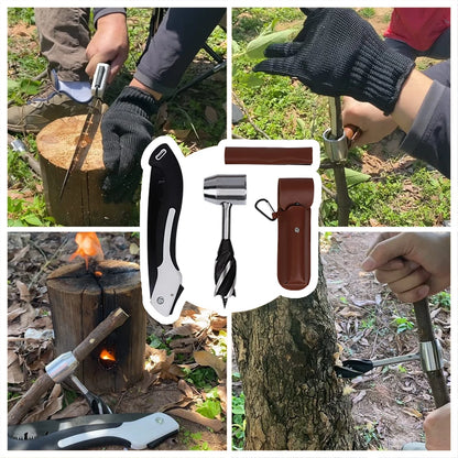 Bushcraft Gear Hand Auger Drill,Survival Tools with Folding Saw Making 1“Dia