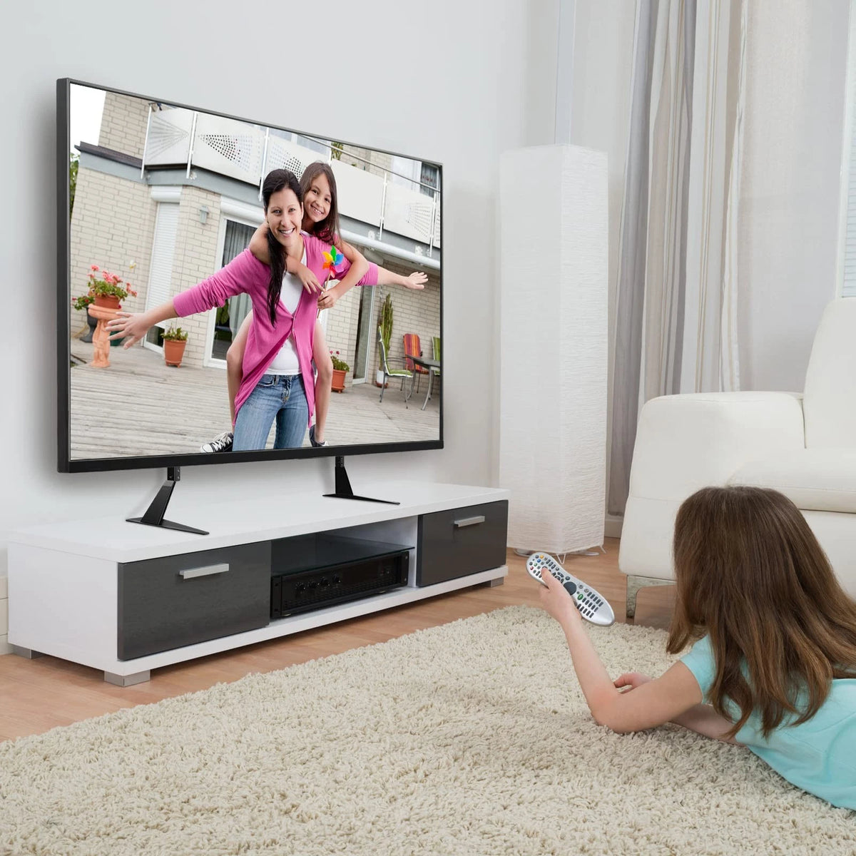 Universal TV Stand, Metal Legs for 20-65 inch youth large / 11-13, Black