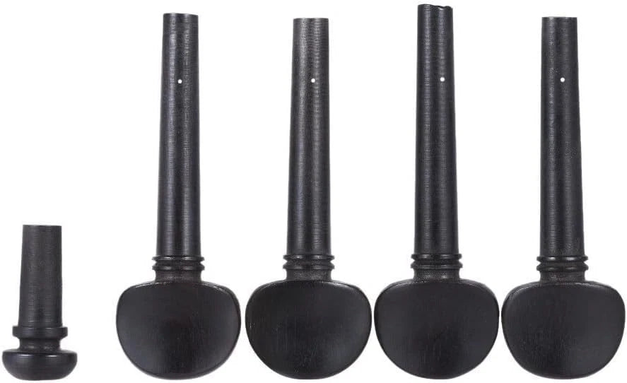 TUOREN Ebony 5Pieces Violin Tuning Pegs Endpin Set for 4/4 Full size