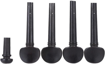 TUOREN Ebony 5Pieces Violin Tuning Pegs Endpin Set for 4/4 Full size