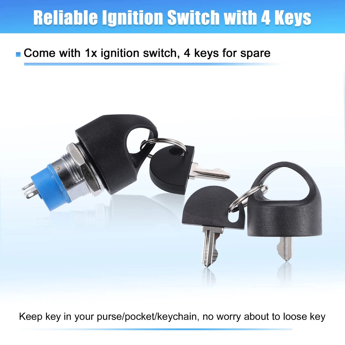 X AUTOHAUX 1 Set Ignition Starter On Off Switch 0.26", Black Silver Tone Blue