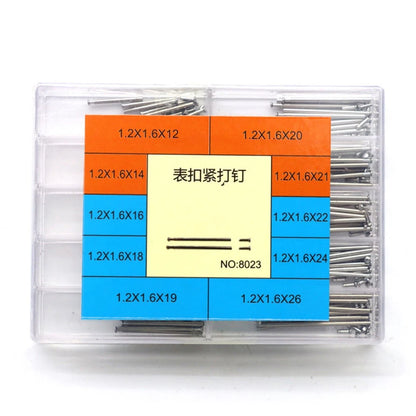 100Pcs/Box 12-26mm Steel Watch Band Pressure Bars Pins Neddles Repairing Tool