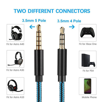 2m/78.7in Audio 3D Stereo Cable Wire Cord For Astro A10 A40 A30 Gaming Headset