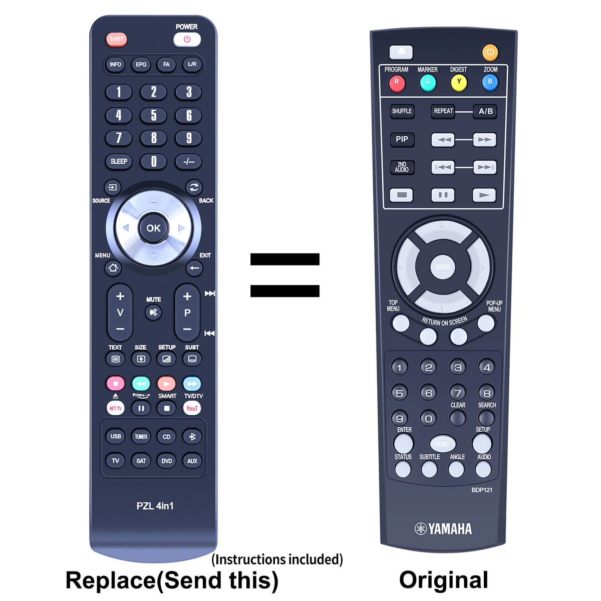 BDP121 Replacement Remote Control For Yamaha BD-S473 Player