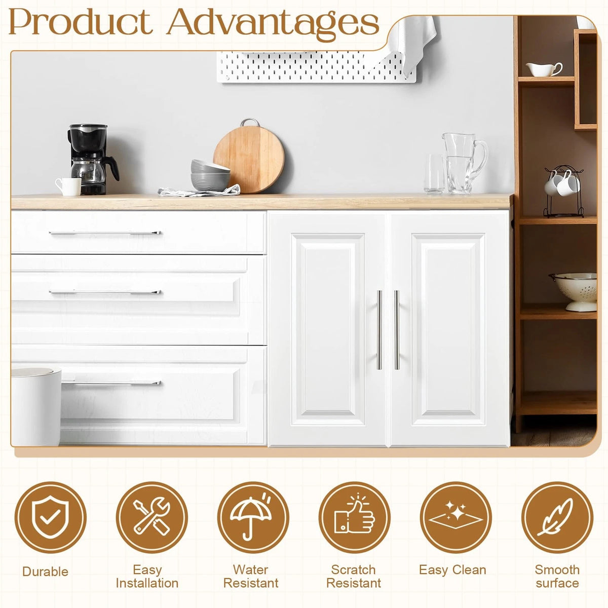 Memorywuu 2 Pcs Built-in Cabinet Doors with 12 x 24 Inch, white and sliver