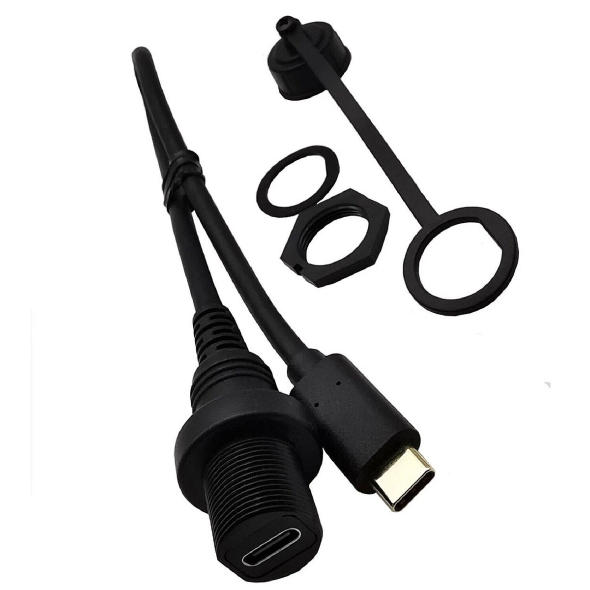 USB 3.1 Type-C Male to Female Auto Yacht Dashboard Extension Waterproof Cable u
