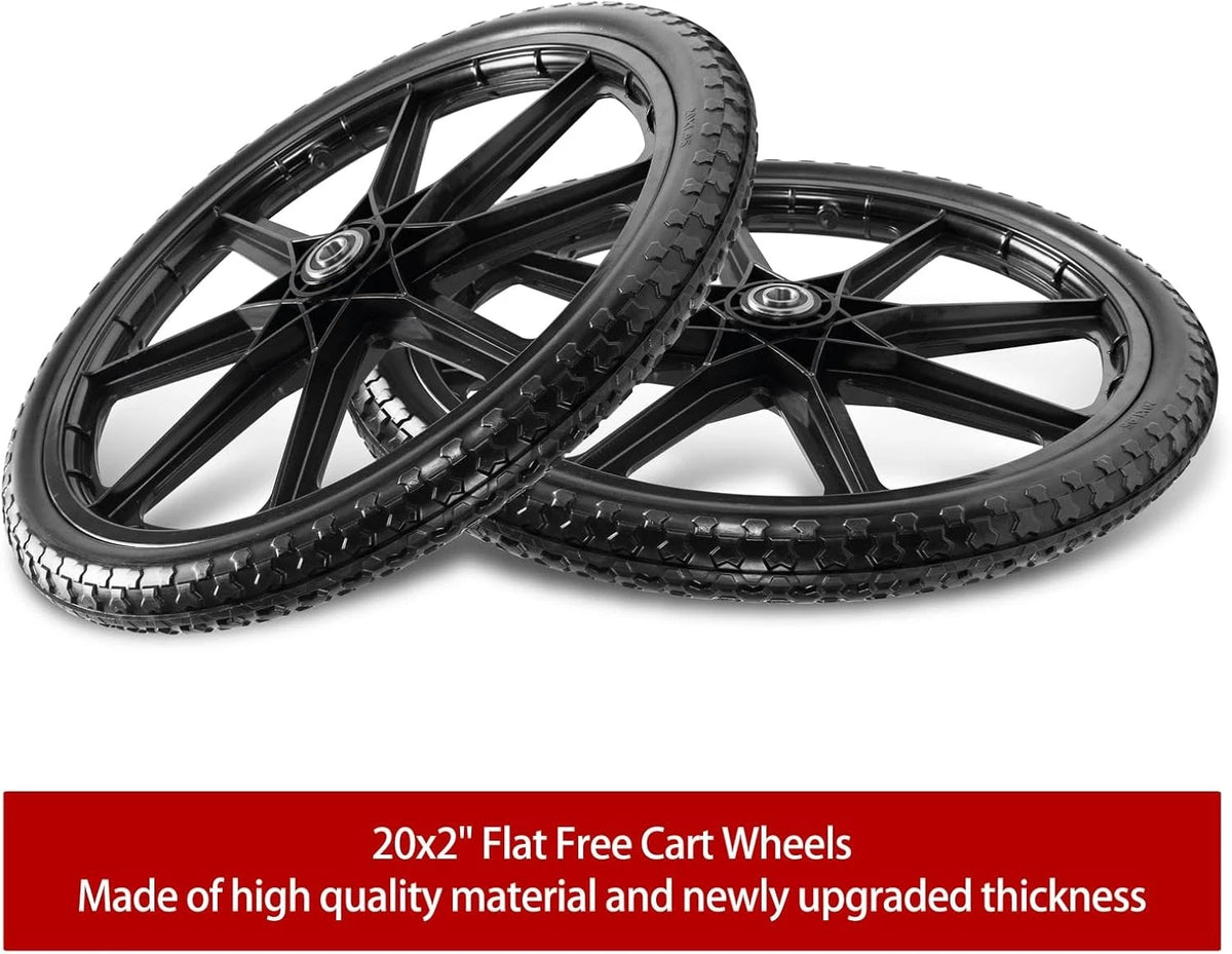 (2 PACK) 20" Flat Free Cart Wheels Compatible with rubbermaid 20 inches