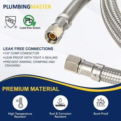 15FT Stainless Steel Braided Ice Maker Supply Line – 1/4″ 1pcs