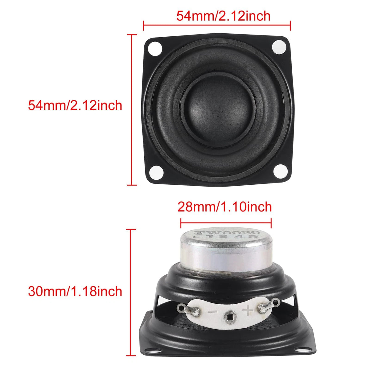 DWEII 2Pcs 2" 2inch 4Ohm 10W Full Range Audio Speaker Stereo Woofer 2PCS