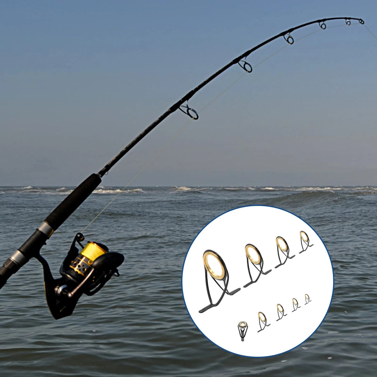 Litoexpe 9 Pieces Fishing Rod Repair Kit, Double Legs, Gold&Black-9 Pcs