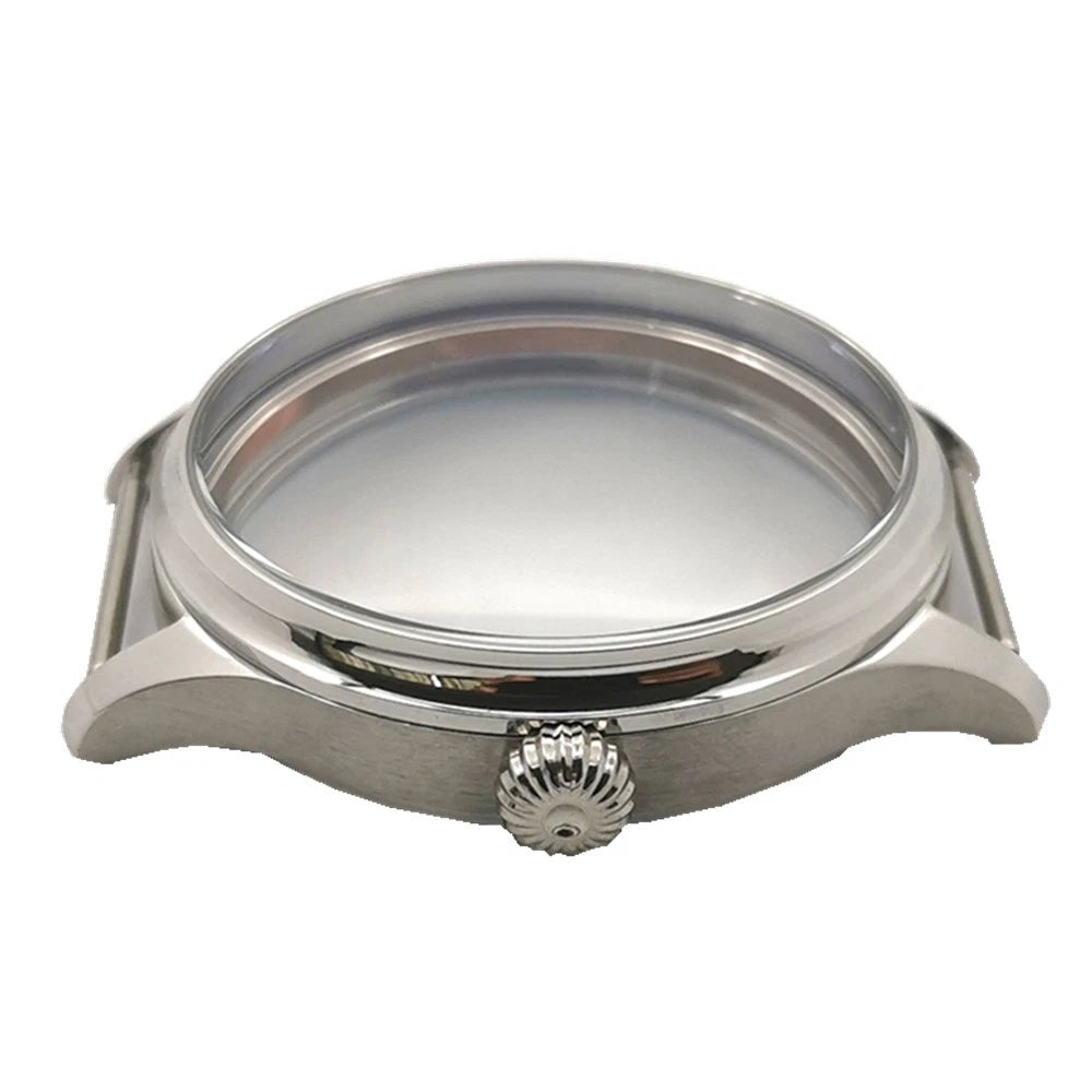 Silver 44mm Stainless Steel Watch Case For ETA6497/6498 Movement Repair Part aa