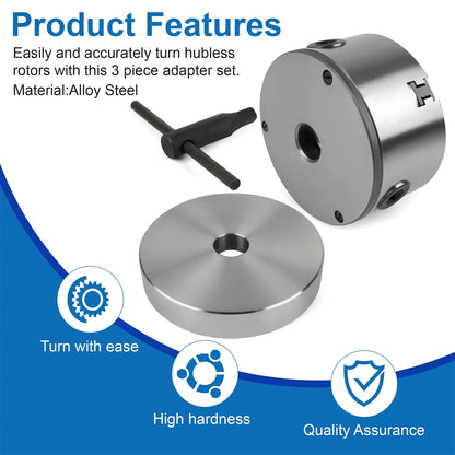 3 Piece Hubless Quick Chuck Adapter Set for 1" Arbor Brake Lathes 70040 Ammco