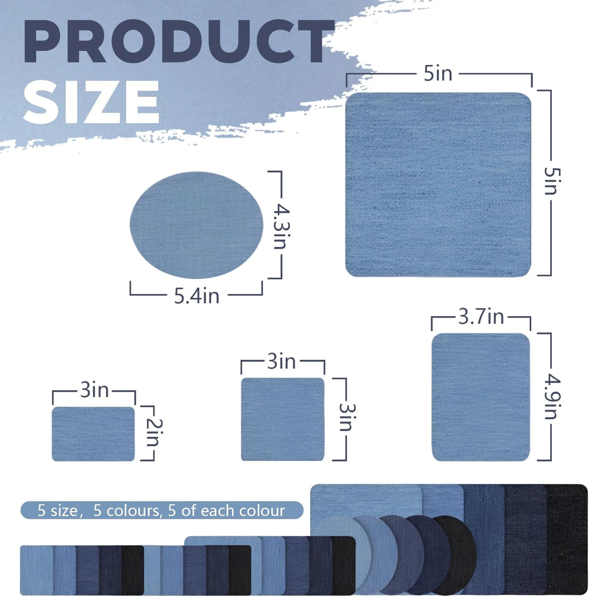 Iron on Jean Patches for Clothes,25PCS Denim Repair Blue&Black