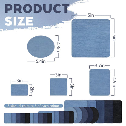 Iron on Jean Patches for Clothes,25PCS Denim Repair Blue&Black