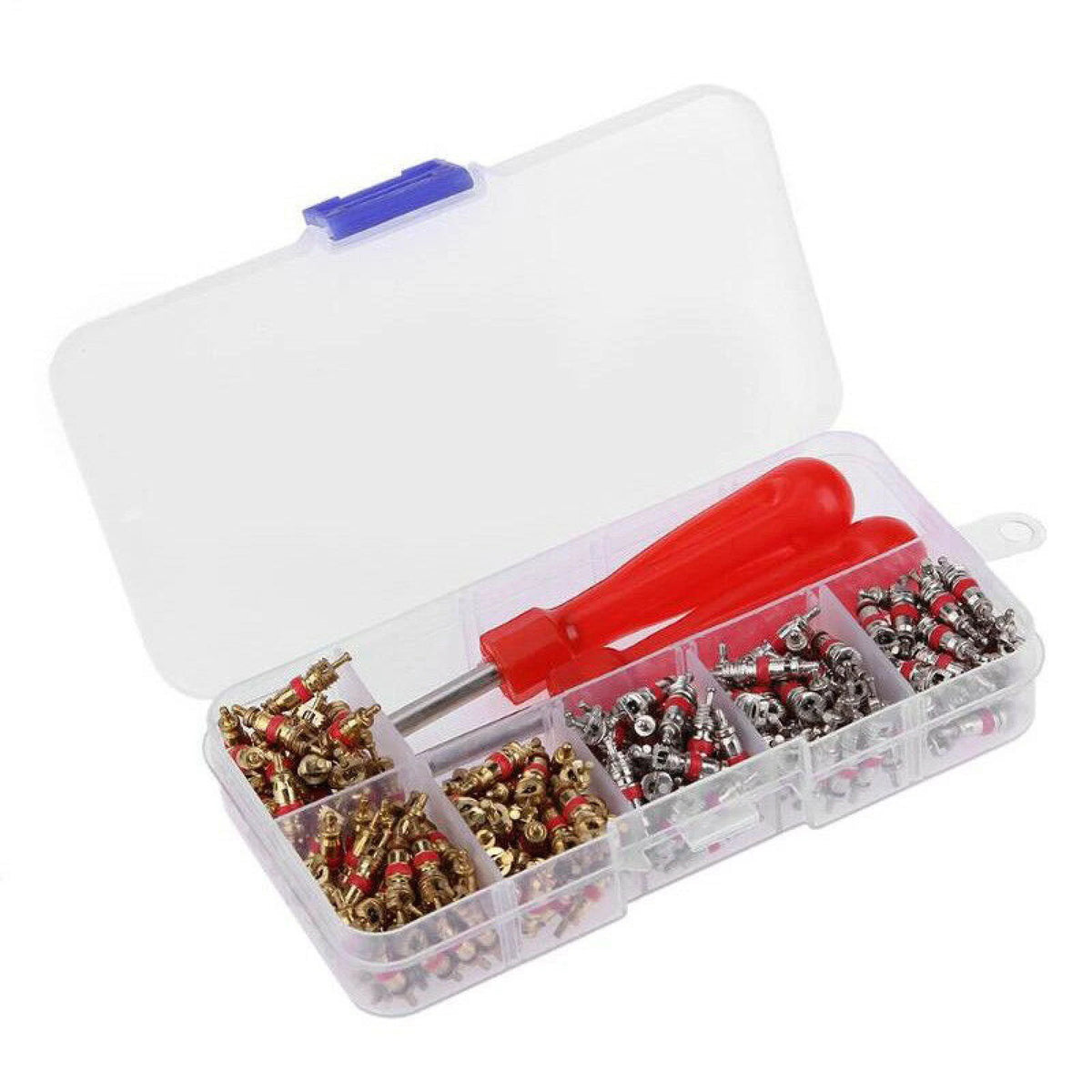242PCS Car A/C Air Conditioning R134a Valve Core Assortment Remover Tool Kit C