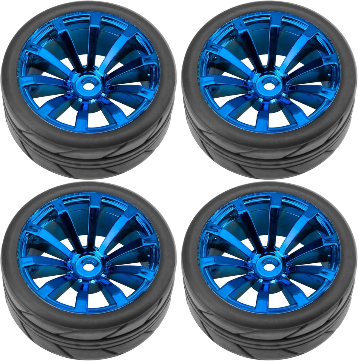 ShareGoo OD 2.55" Rubber Tires w/Plastic Wheel Rims 12mm Hex Compatible Blue