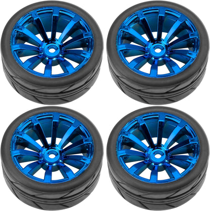ShareGoo OD 2.55" Rubber Tires w/Plastic Wheel Rims 12mm Hex Compatible Blue