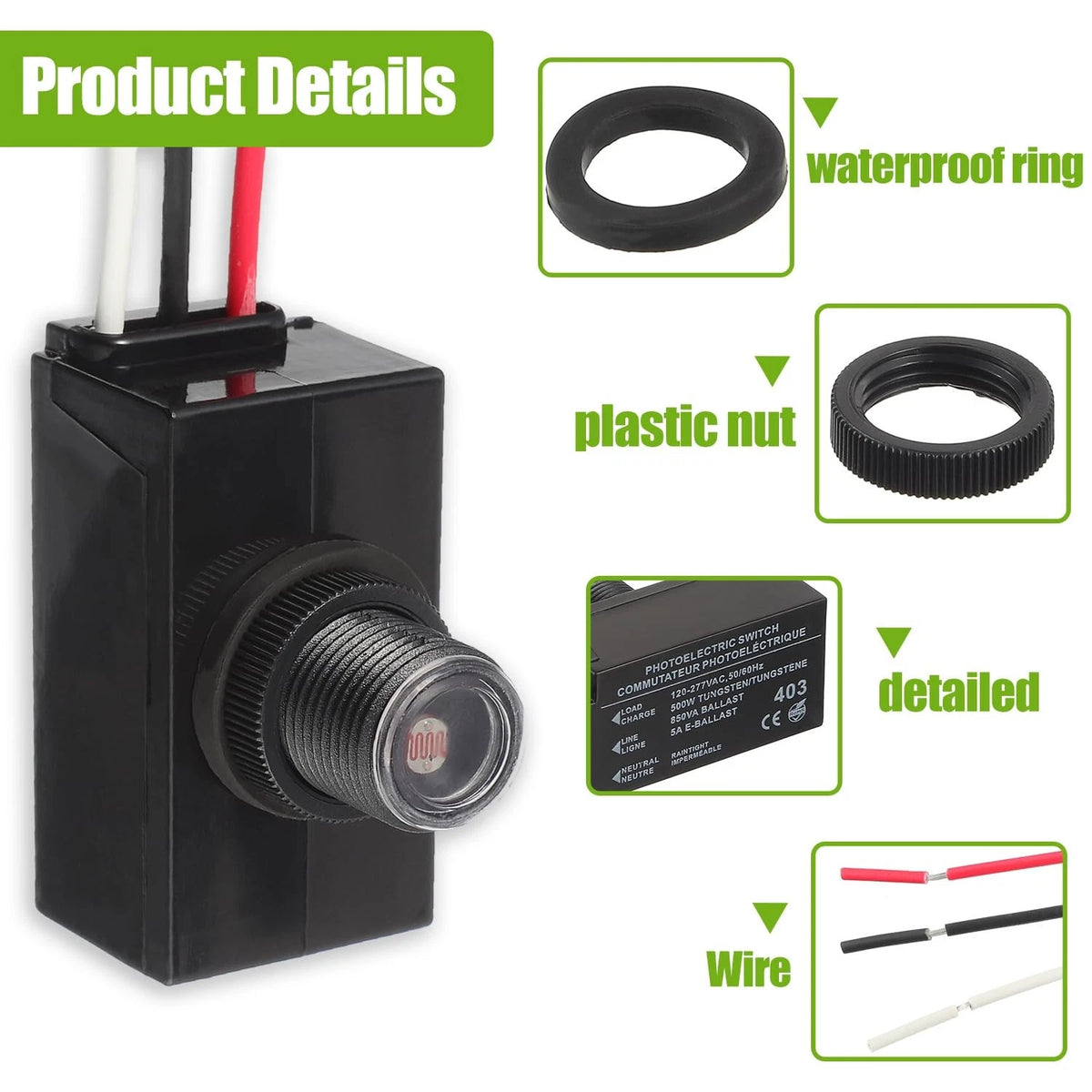 Dusk to Dawn Sensor for Outdoor Lighting 120-277V Photoelectric Switch...
