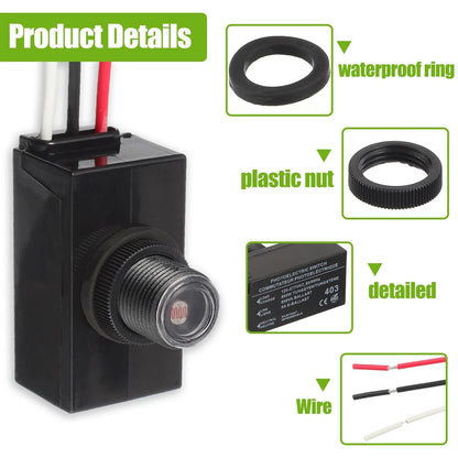 Dusk to Dawn Sensor for Outdoor Lighting 120-277V Photoelectric Switch...
