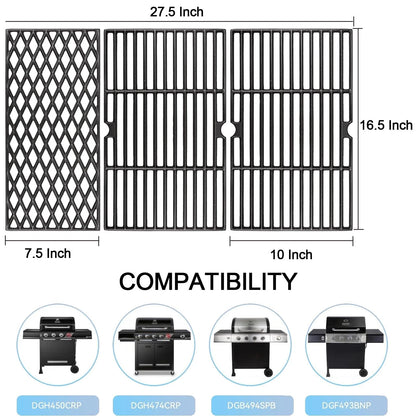 Uniflasy Cast Iron Cooking Grates for Dynaglo 4 Burner For DGH450CRP, Black