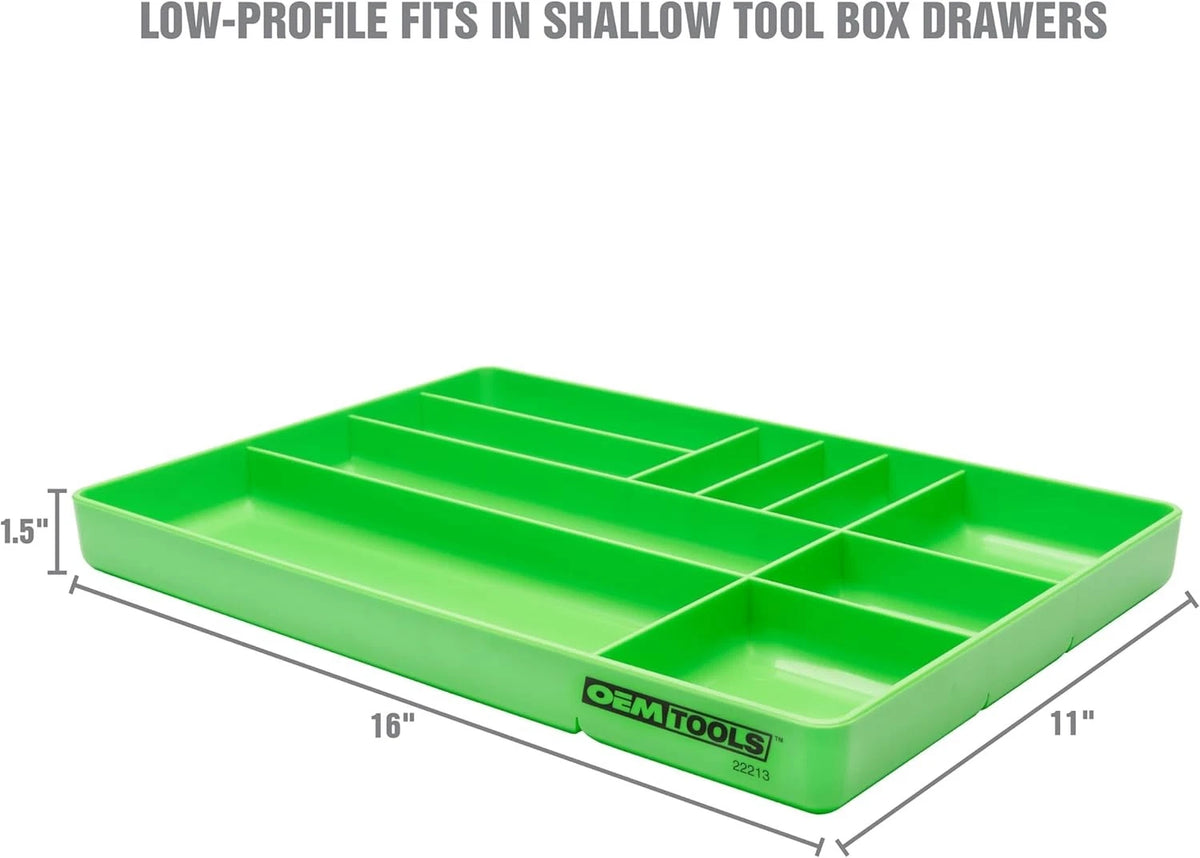 OEMTOOLS 22213 Tool Box Organizer Tray – 10-Compartment Green Tray,