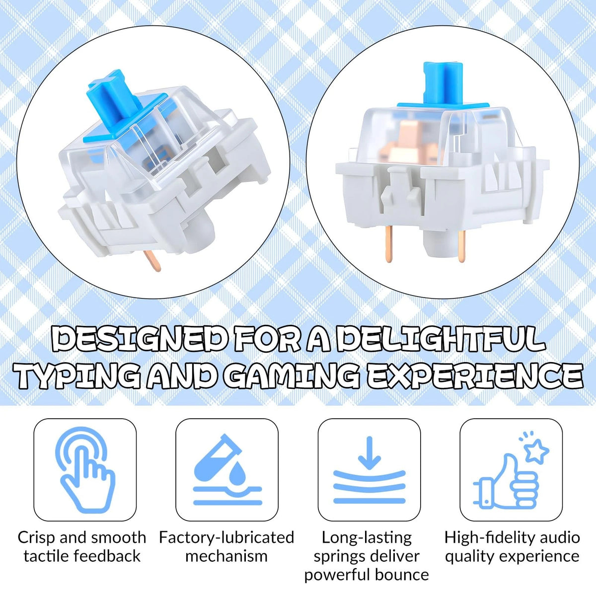 50 PCS Mechanical Keyboard Switches Clicker 3 Pin Blue Switch blue