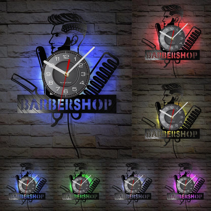 Timethink 12 Inch Barber Shop LED Wall Clock with 7 Colors Large, With Led