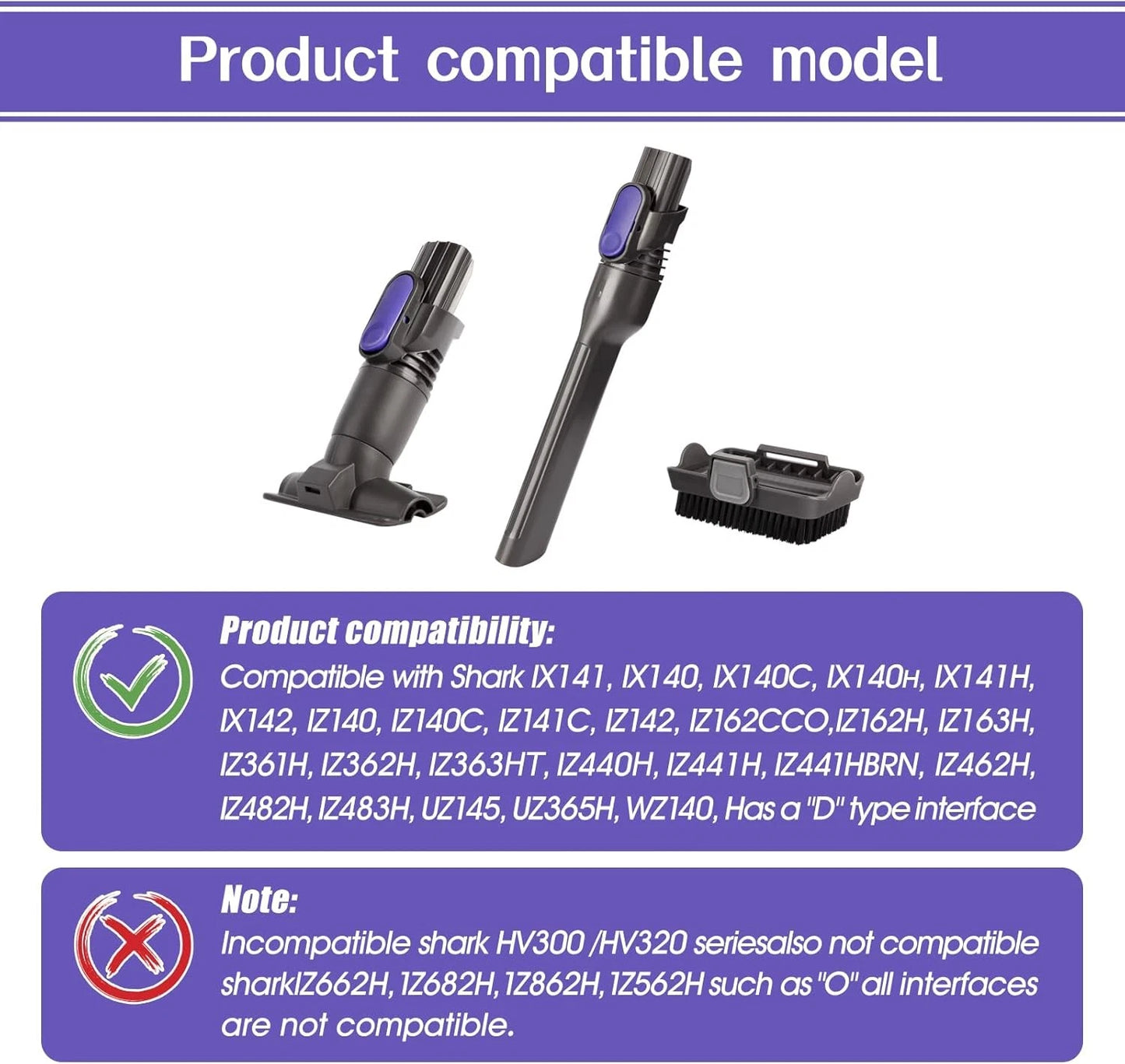 Vacuum Crevice Tool Brush 9.44 x 5.90 x 2.55 inch, 2-in-1 brush + Slit