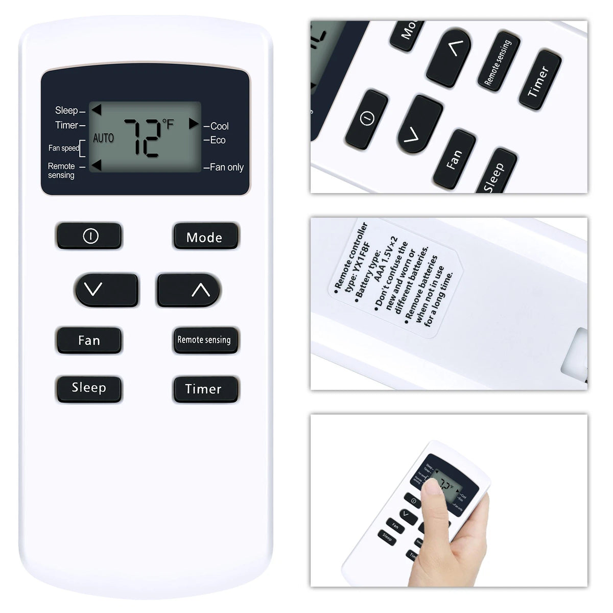 YX1F8F Remote Control For Frigidaire Air Conditioner 5304515943 FFRE0833U1