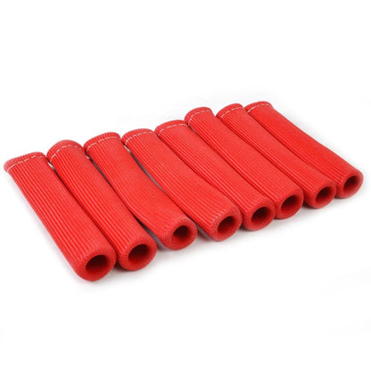 8Pcs Red Spark Plug Wire Sheath Wire Boots Sleeve Heat Shield Cover For SBC BBC;