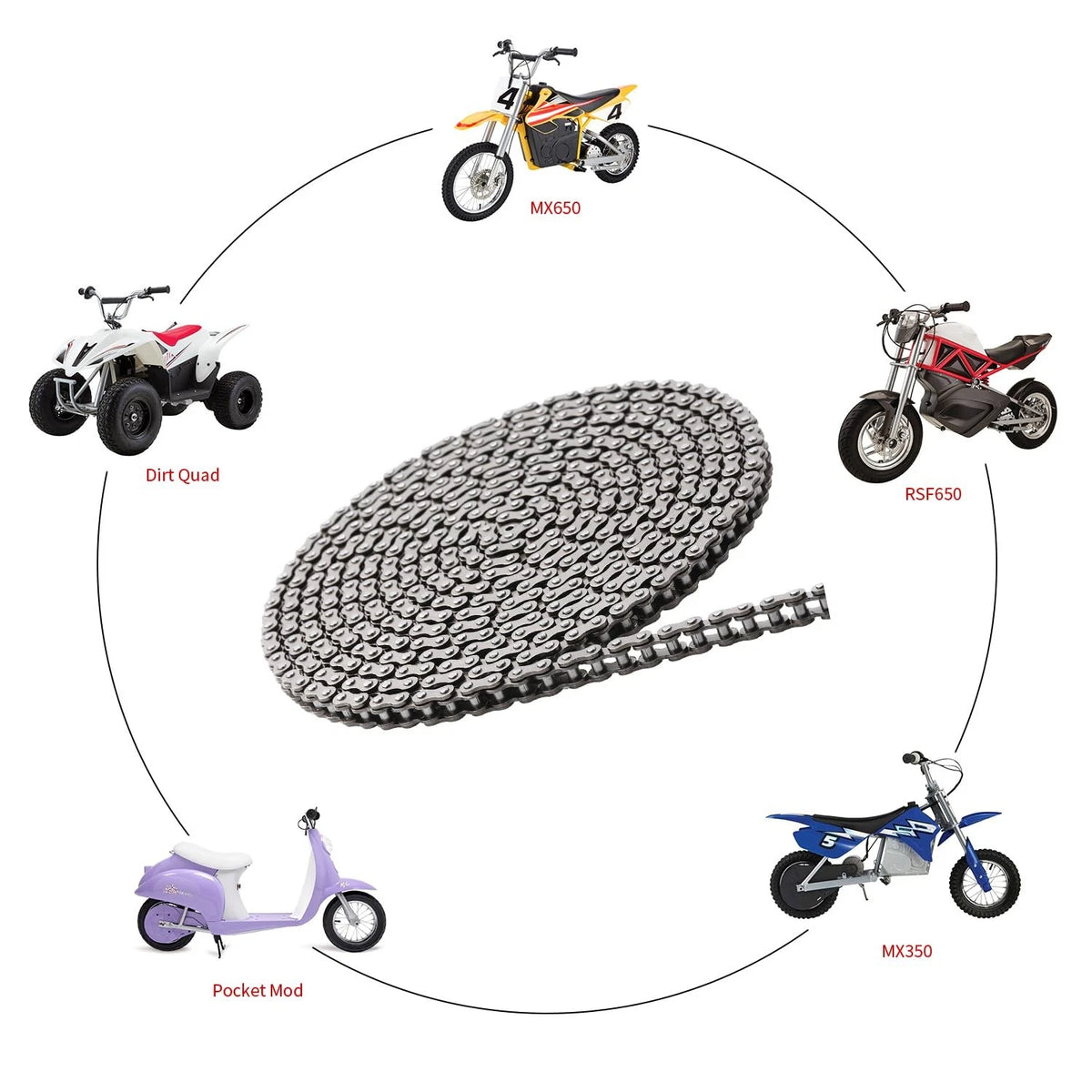 KAMIER 25H Roller Chain 10 Feet 480 Links Breaker for Razor MX350 MX500...