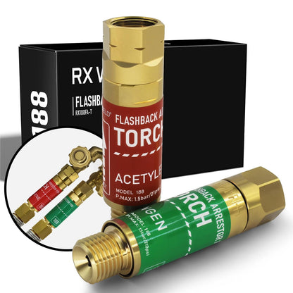 RX WELD Oxygen Acetylene Torch Flashback Arrestors Set, End - Standard...