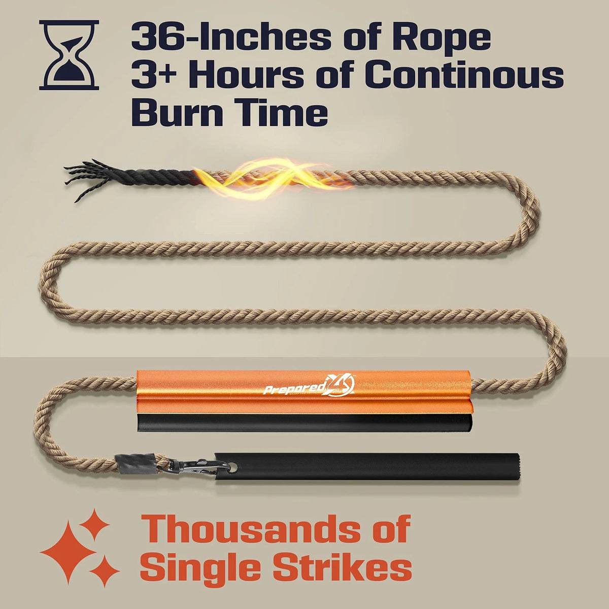 Fire Starter Survival Tool - All-in-One Patented Flint and 6 Inch, 6 Inch