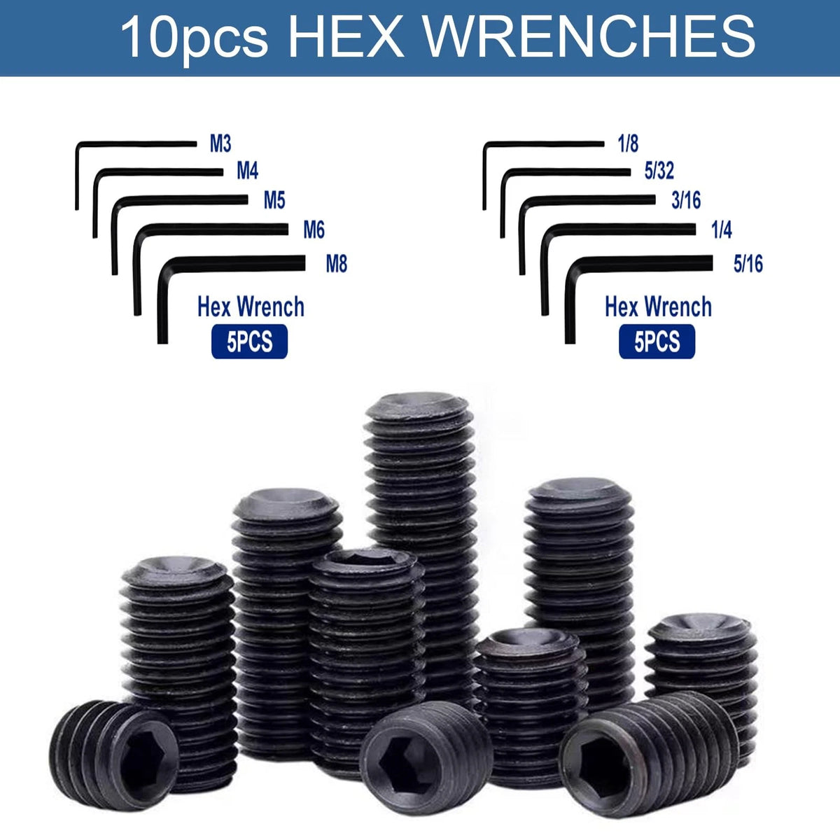 Zuorery 830Pcs 25 Sizes Metric + M3 M4 M5 M6 M8 1/8 5/32 3/16 1/4 5/16, Black