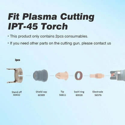 IPT-45 Torch Double Pointed Spacer Plasma Cutting Consumables for Habor...