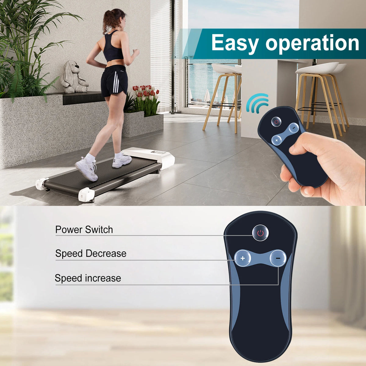 Remote Control For GYMAX Walking Pad, 2.25HP Dual Display Foldable Treadmill