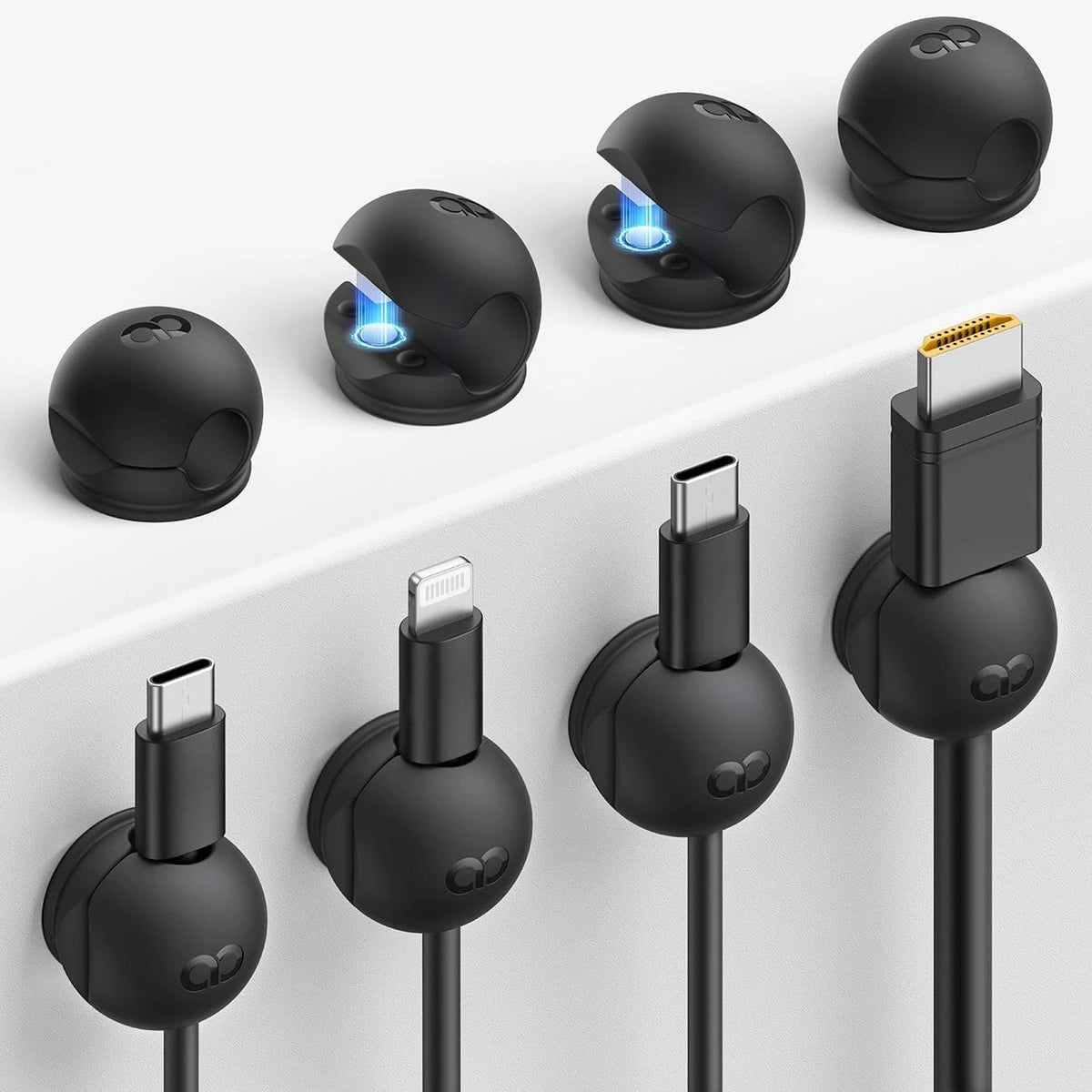 Lamicall 8Pack Magnetic Cord Organizer Clips - 8Pack, Classic Black