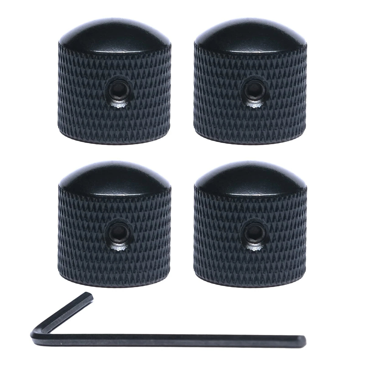 harpfeas 4 Pcs Metal Volume Tone Dome Guitar Speed Control Knobs Black