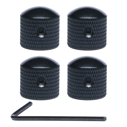 harpfeas 4 Pcs Metal Volume Tone Dome Guitar Speed Control Knobs Black