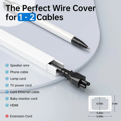 Delamu Cable Hider, 315in Cord Covers for x 0.59in x 0.40in, White