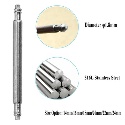 TICFROG 20mm Spring Bars, Watch Pins φ1.8mm Diameter 10pcs Stainless