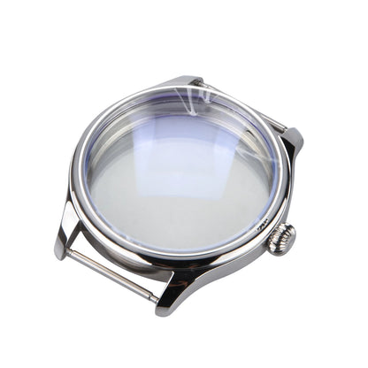 Silver 44mm Stainless Steel Watch Case For ETA6497/6498 Movement Repair Part aa