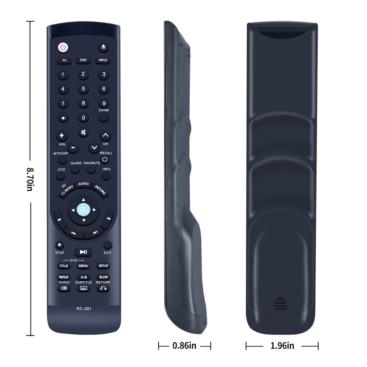 RC-261 For Insignia TV Remote Control NS-LDVD26Q-10A NS-LDVD19Q-10A