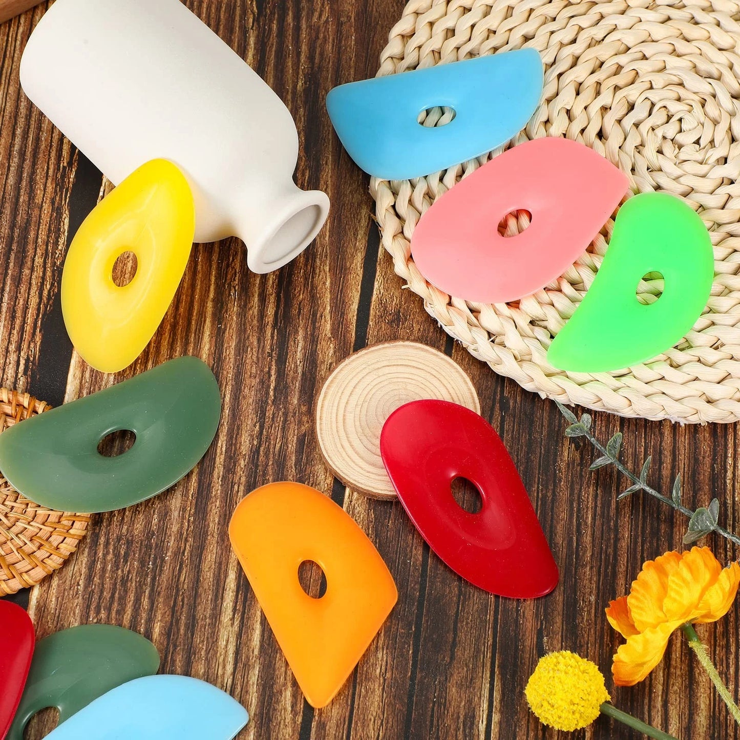 Sherr 21 Pcs Soft Ribs for Pottery Clay Silicone Rib Ceramics Bright Color
