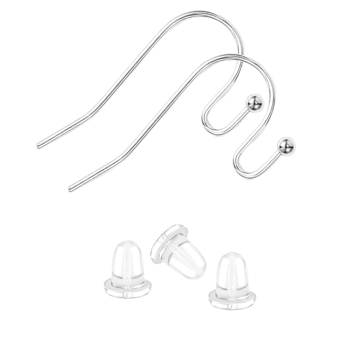 Earring Hooks Silver Plated Hypoallergenic Ear Wires for 0.87 inch, A-Silver