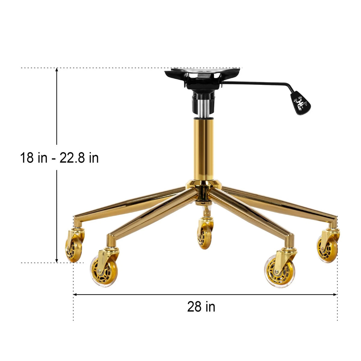 Frassie Home Office Gaming Chair Metal Base Replacement Set with Bottom Gold